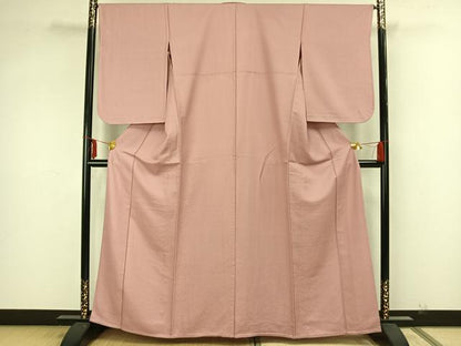 平和屋着物▽上質な色無地 単衣 珊瑚色 正絹 逸品 AAAZ1585fy