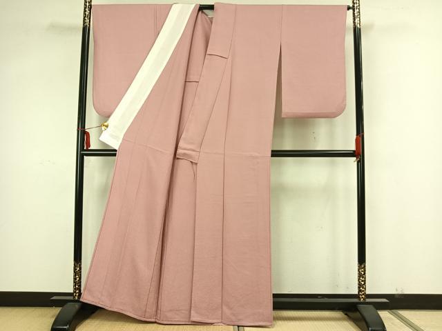 平和屋着物▽上質な色無地 単衣 珊瑚色 正絹 逸品 AAAZ1585fy