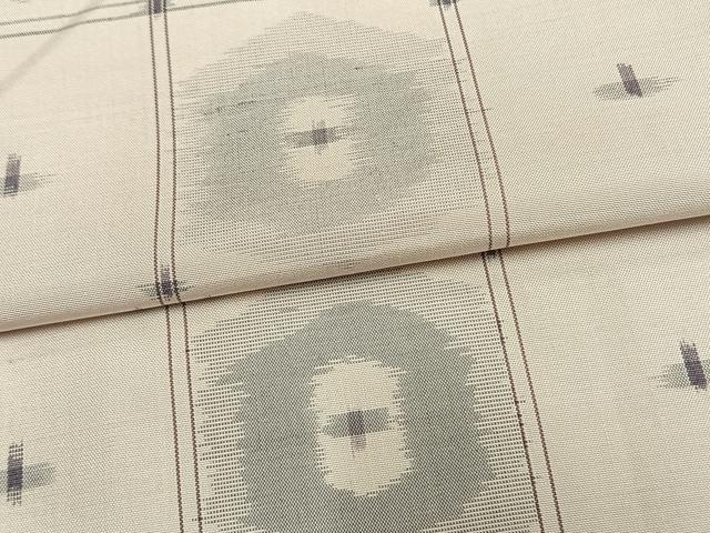 平和屋着物▽上質な紬 単衣 色紙亀甲文様 正絹 逸品 AAAZ1586fy