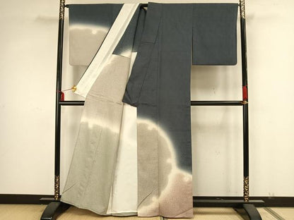 平和屋着物▽訪問着 単衣 雪輪文 暈し染め 正絹 逸品 AAAZ1589fy