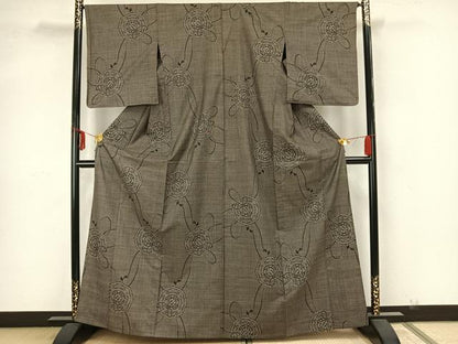 平和屋着物▽本場大島紬 単衣 7マルキ 吉祥花文 正絹 逸品 AAAZ1590fy