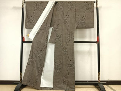平和屋着物▽本場大島紬 単衣 7マルキ 吉祥花文 正絹 逸品 AAAZ1590fy