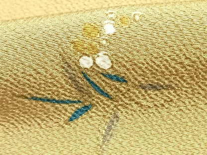 平和屋着物▽上質な小紋 単衣 草花文 金彩 正絹 逸品 AAAZ1592fy