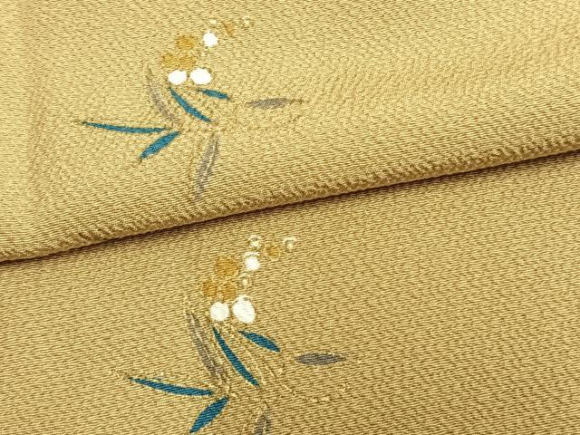 平和屋着物▽上質な小紋 単衣 草花文 金彩 正絹 逸品 AAAZ1592fy