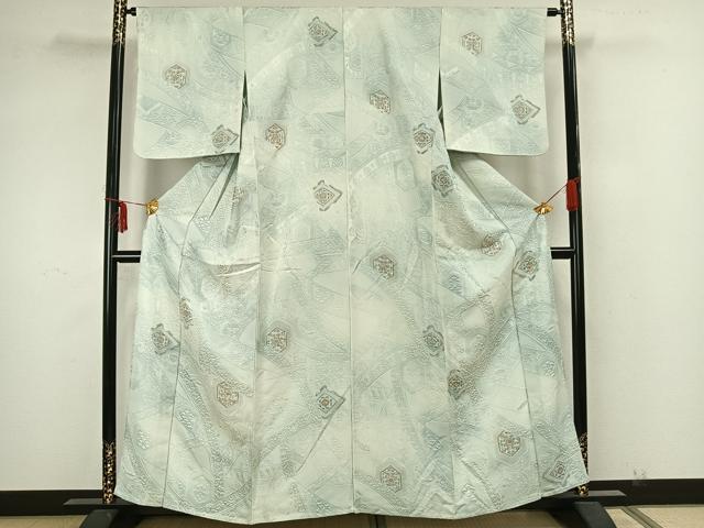 平和屋着物▽上質な小紋 単衣 地紋起こし 吉祥花文 正絹 逸品 AAAZ1595fy