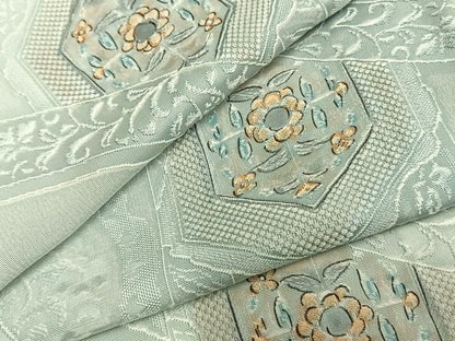 平和屋着物▽上質な小紋 単衣 地紋起こし 吉祥花文 正絹 逸品 AAAZ1595fy