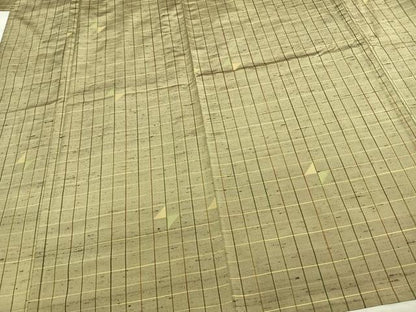 平和屋着物▽上質な紬 単衣 格子 正絹 逸品 AAAZ1604fy