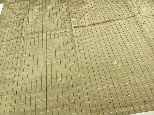 平和屋着物▽上質な紬 単衣 格子 正絹 逸品 AAAZ1604fy