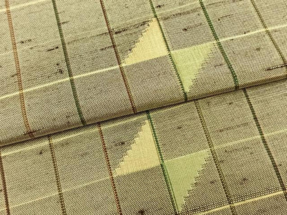 平和屋着物▽上質な紬 単衣 格子 正絹 逸品 AAAZ1604fy