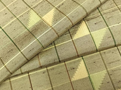 平和屋着物▽上質な紬 単衣 格子 正絹 逸品 AAAZ1604fy