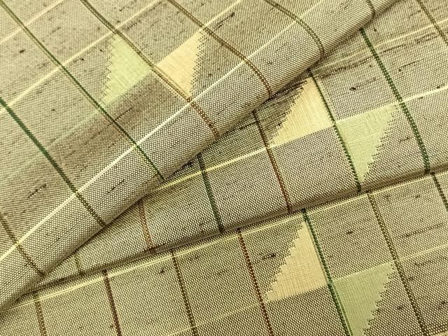 平和屋着物▽上質な紬 単衣 格子 正絹 逸品 AAAZ1604fy