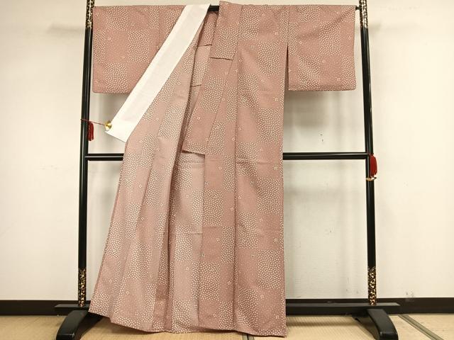 平和屋着物▽小紋 単衣 市松舞桜文 洗える着物 AAAZ1608fy
