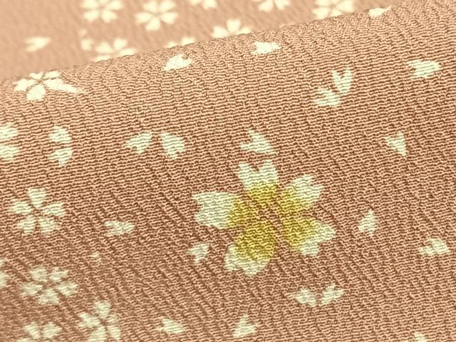 平和屋着物▽小紋 単衣 市松舞桜文 洗える着物 AAAZ1608fy