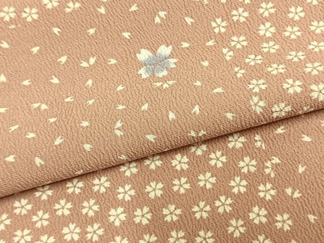 平和屋着物▽小紋 単衣 市松舞桜文 洗える着物 AAAZ1608fy