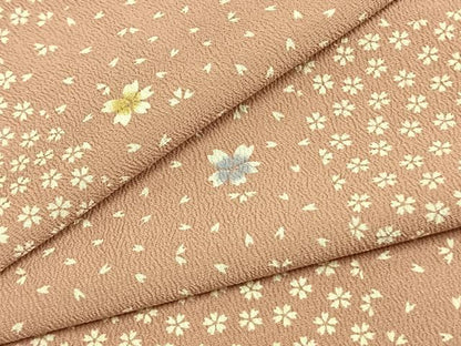 平和屋着物▽小紋 単衣 市松舞桜文 洗える着物 AAAZ1608fy