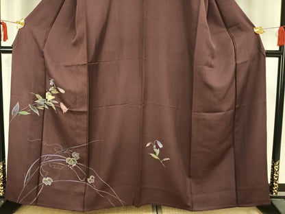 平和屋着物▽訪問着 単衣 草花文 正絹 逸品 AAAZ1613fy