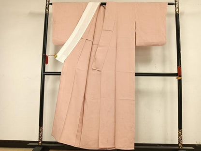 平和屋着物▽上質な色無地 単衣 花唐草地紋 赤香色 正絹 逸品 AAAZ1614fy