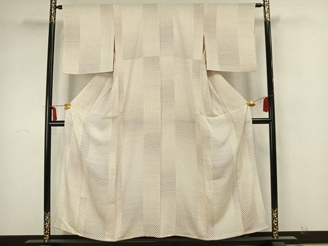 平和屋着物▽上質な小紋 単衣 扇面文 正絹 逸品 AAAZ1617fy