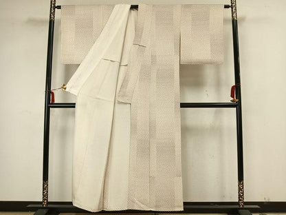 平和屋着物▽上質な小紋 単衣 扇面文 正絹 逸品 AAAZ1617fy