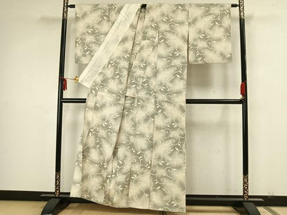 平和屋着物▽本塩沢 単衣 花唐草文 正絹 逸品 AAAZ1621fy