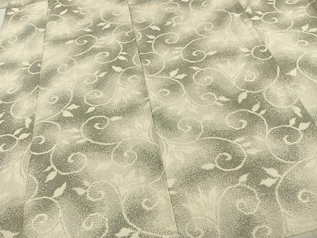 平和屋着物▽本塩沢 単衣 花唐草文 正絹 逸品 AAAZ1621fy