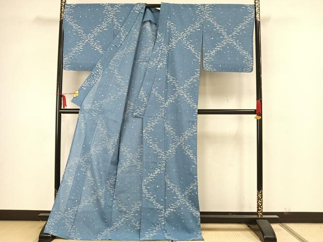 平和屋着物▽小紋　単衣　霞文　ロング丈　洗える着物　AAAZ1623fy