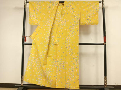 平和屋着物▽小紋　単衣　舞桜文　洗える着物　AAAZ1624fy