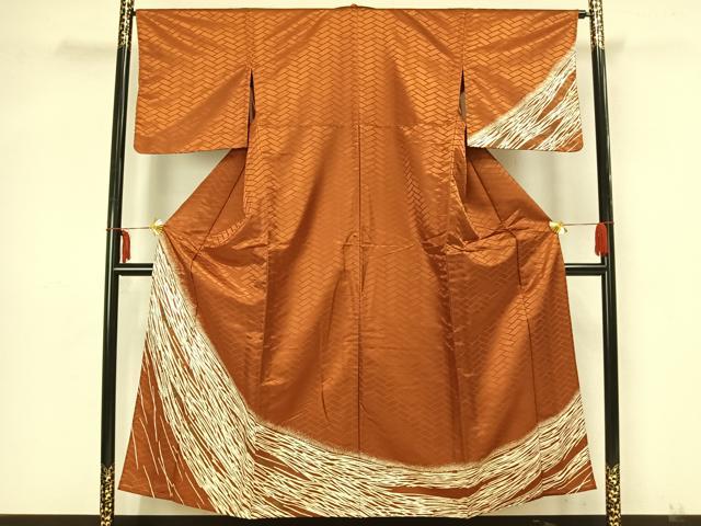 平和屋着物▽訪問着　単衣　抽象文様　洗える着物　AAAZ1625fy