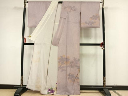 平和屋着物▽訪問着 無双 紗袷 紗×紗 草花文 正絹 逸品 AAAZ1627fy
