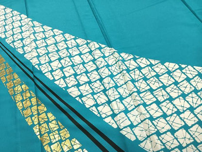 平和屋着物▽訪問着 単衣 幾何学文様 金彩 洗える着物 AAAZ1631fy