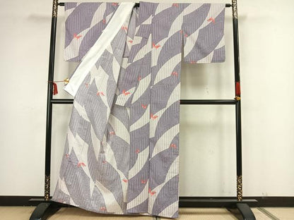 平和屋着物▽小紋 単衣 舞蝶文 洗える着物 AAAZ1636fy