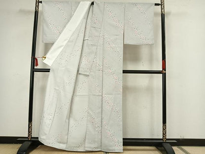 平和屋着物▽小紋 単衣 舞花文 洗える着物 AAAZ1637fy