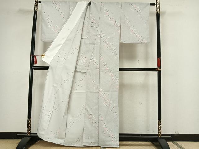 平和屋着物▽小紋 単衣 舞花文 洗える着物 AAAZ1637fy