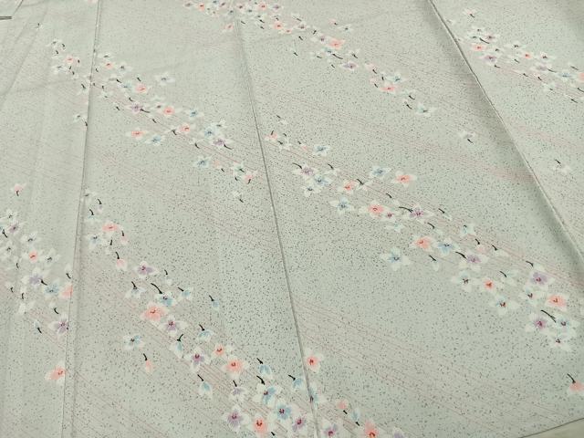 平和屋着物▽小紋 単衣 舞花文 洗える着物 AAAZ1637fy