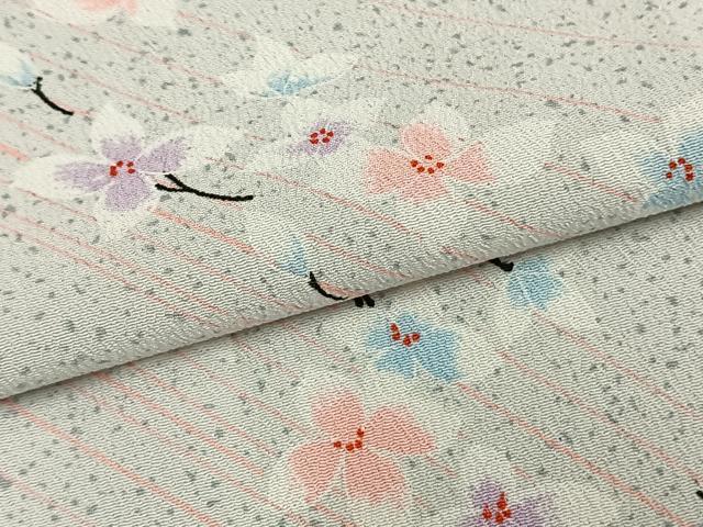 平和屋着物▽小紋 単衣 舞花文 洗える着物 AAAZ1637fy