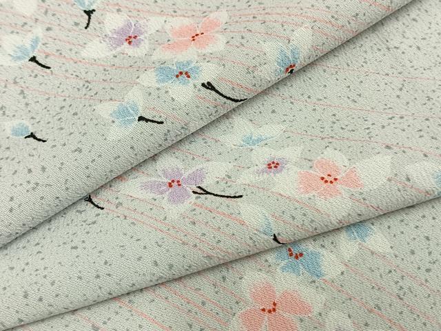 平和屋着物▽小紋 単衣 舞花文 洗える着物 AAAZ1637fy