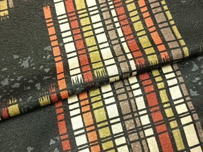 平和屋着物▽小紋　単衣　市松文様　洗える着物　AAAZ1638fy
