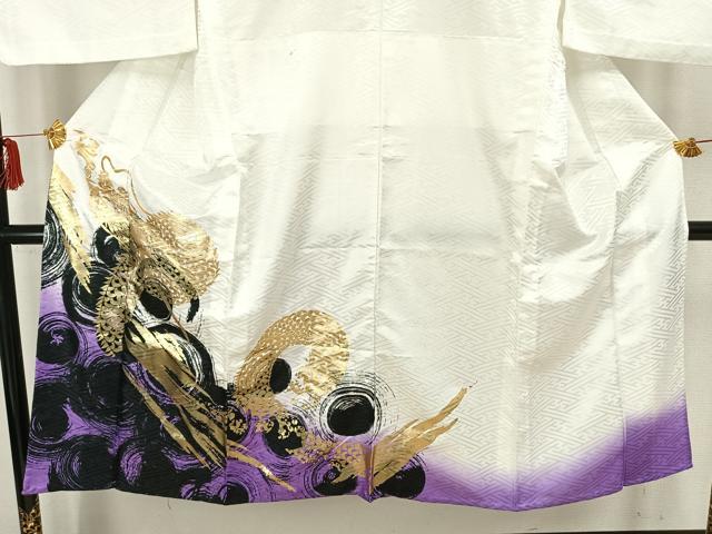 平和屋着物▽男性 訪問着 単衣 龍 金彩 洗える着物 AAAZ1644fy