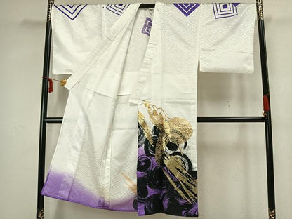 平和屋着物▽男性 訪問着 単衣 龍 金彩 洗える着物 AAAZ1644fy