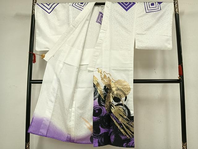 平和屋着物▽男性 訪問着 単衣 龍 金彩 洗える着物 AAAZ1644fy