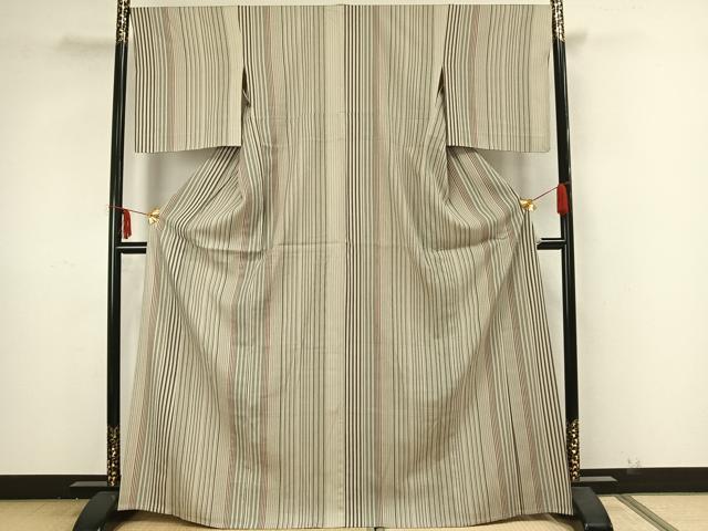 平和屋着物▽小紋　単衣　縞　洗える着物　AAAZ1646fy
