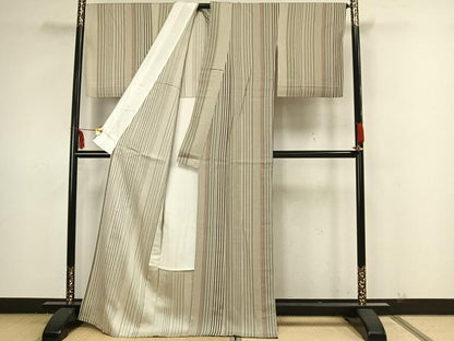 平和屋着物▽小紋　単衣　縞　洗える着物　AAAZ1646fy