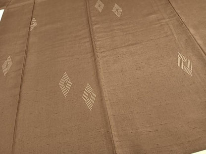 平和屋着物▽上質な紬 単衣 幾何学文 正絹 逸品 AAAZ1650fy