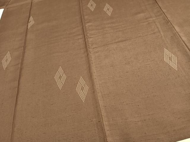 平和屋着物▽上質な紬 単衣 幾何学文 正絹 逸品 AAAZ1650fy