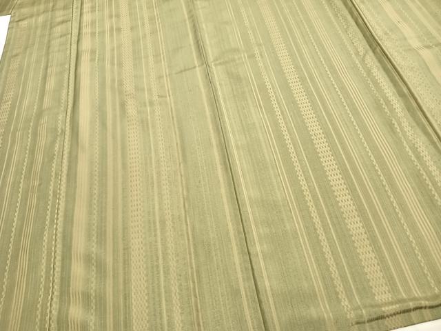 平和屋着物▽お召 単衣 縞 正絹 逸品 AAAZ1651fy