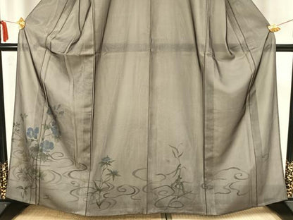 平和屋着物▽訪問着 無双 紗袷 紗×絽 手描き 草花文 正絹 逸品 AAAZ1652fy