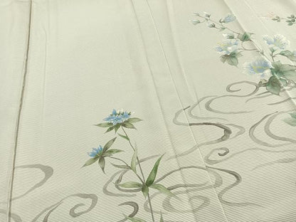平和屋着物▽訪問着 無双 紗袷 紗×絽 手描き 草花文 正絹 逸品 AAAZ1652fy