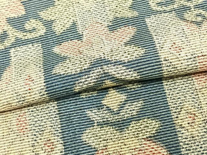 平和屋着物▽上質な紬　単衣　草花文　正絹　逸品　AAAZ1653fy