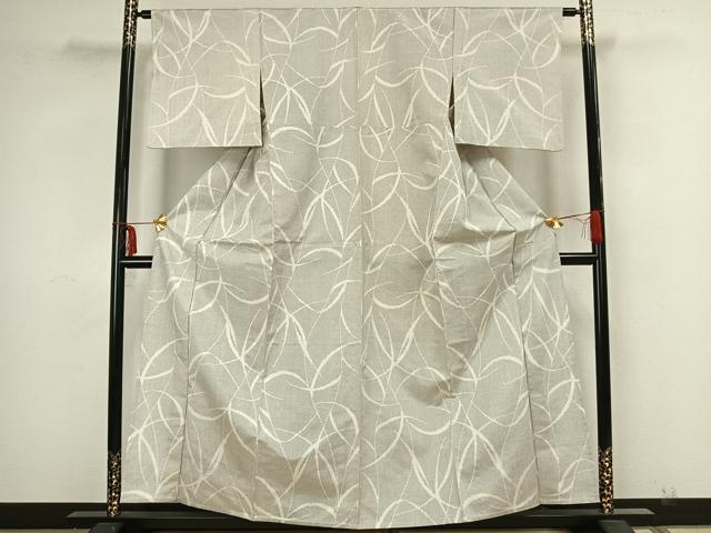 平和屋着物▽本場大島紬 薩摩結城 単衣 草葉文 正絹 逸品 AAAZ1654fy