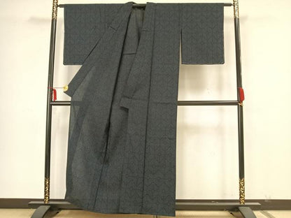 平和屋着物▽本塩沢　単衣　亀甲文様　正絹　逸品　未使用　AAAZ1655fy